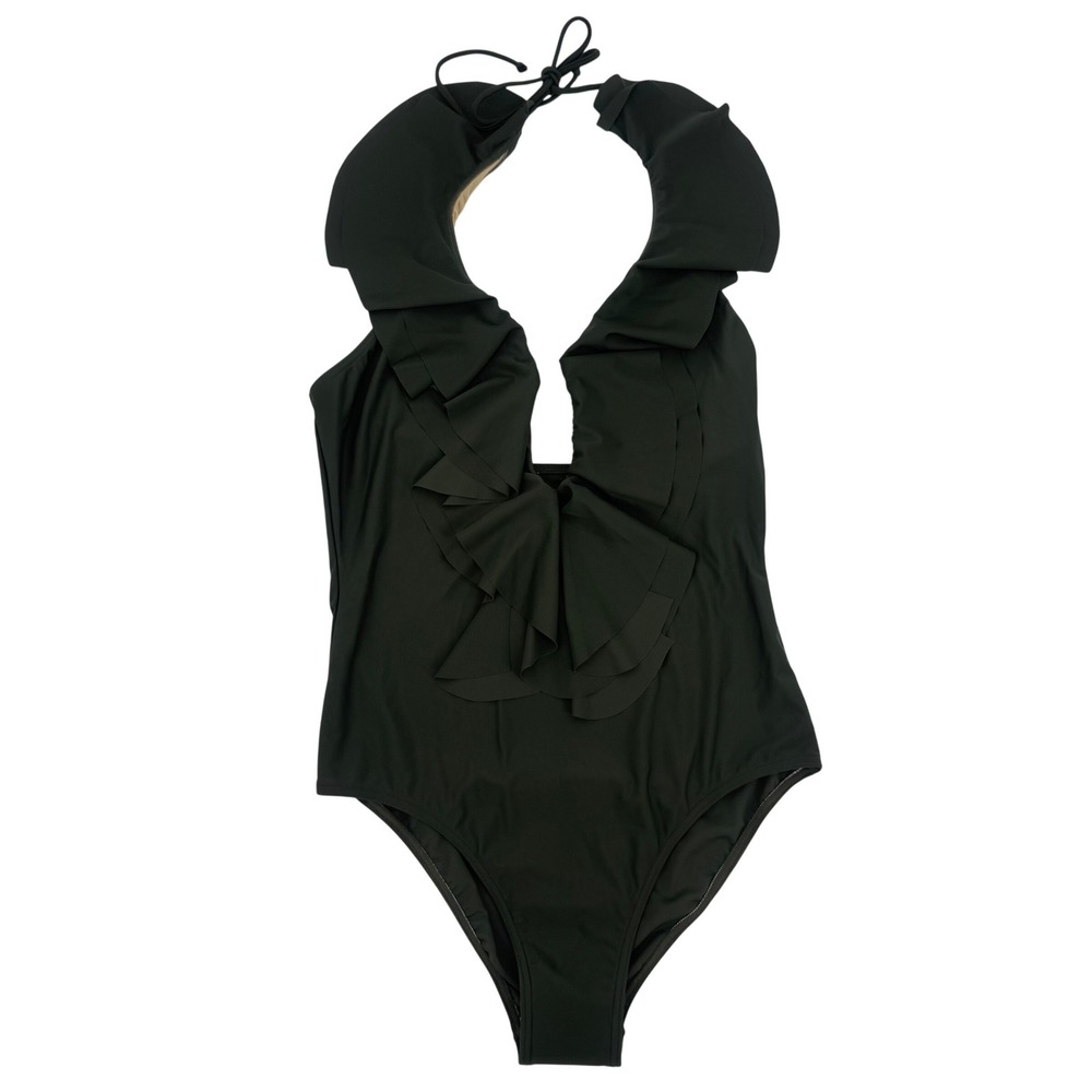 Sun & Sea Women Ruffle V-Neck Halter One Piece Swimsuit Olive Green Size XL